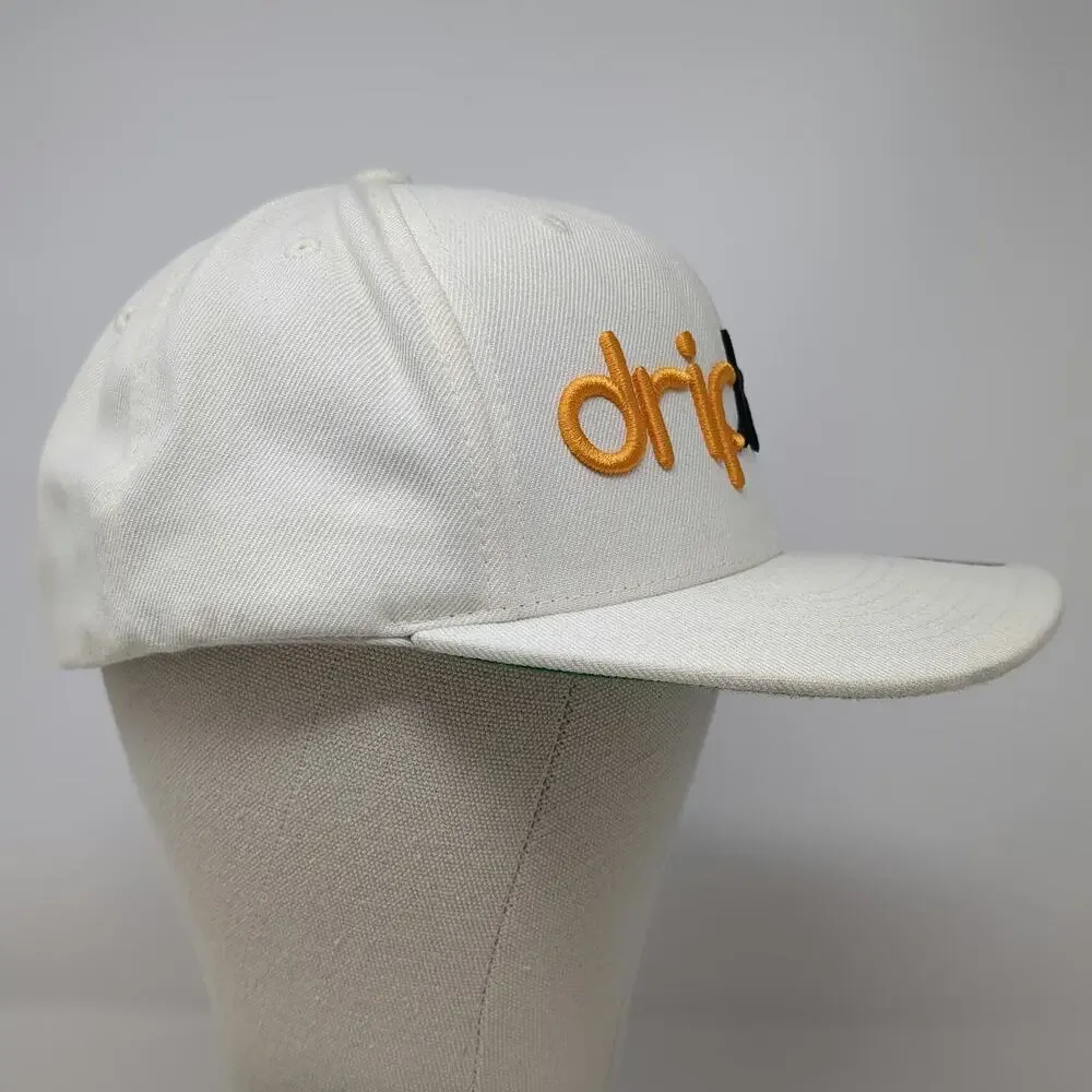 Yupoong Snapback Hat White One Size Drip Drop Distro Flat Brim Green Under Visor